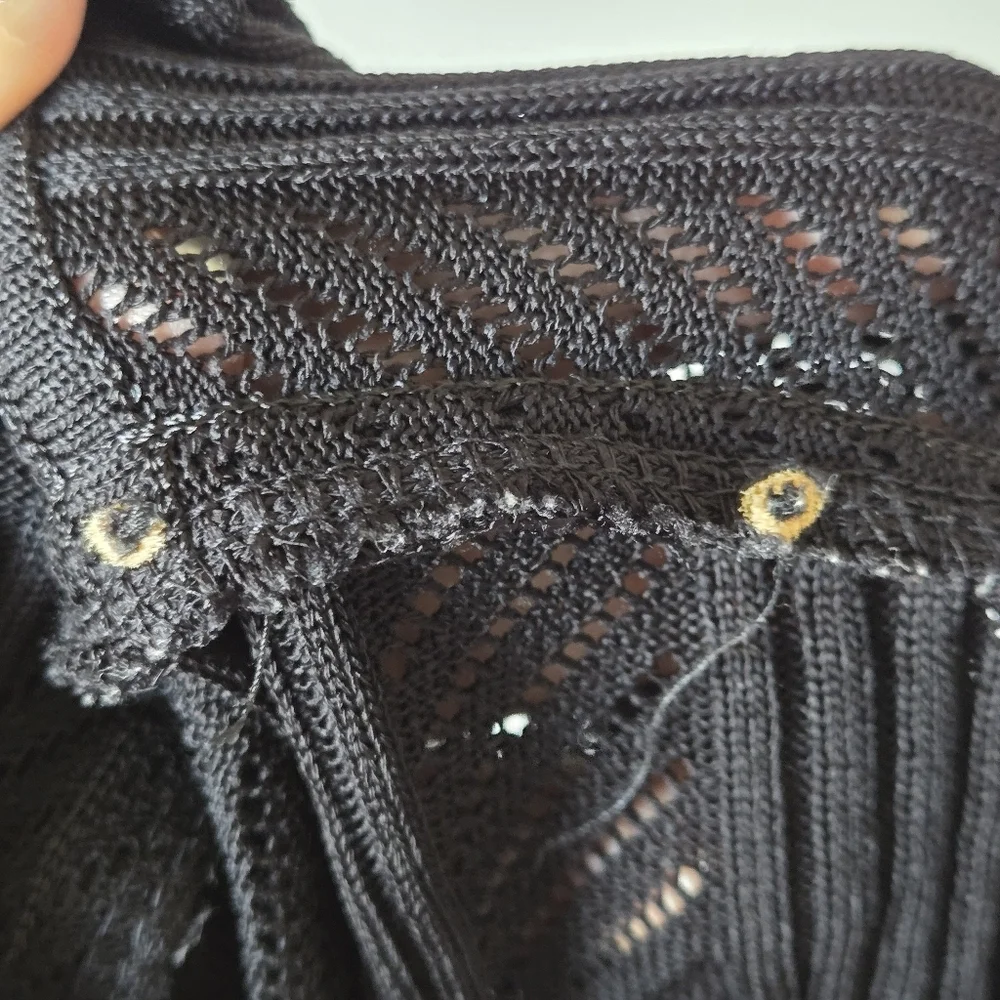 Exclusively Misook Black Sheer Open-Front Cardigan Duster